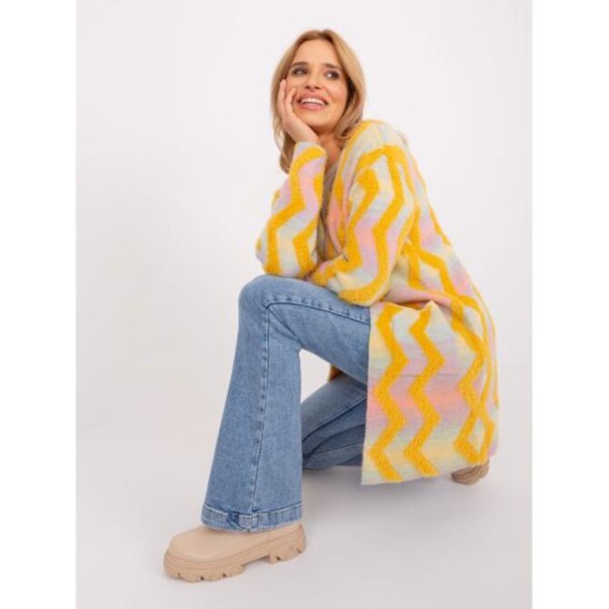 Dámský svetr s geometrickým vzorem ACHIM žlutý Žlutá, Univerzální