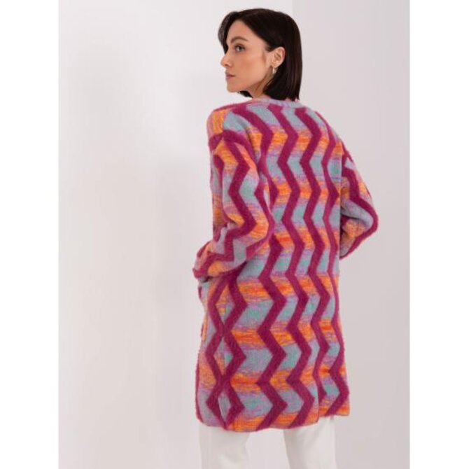 Fuchsiový vzorovaný kardigan s kapsami Růžová, Univerzální