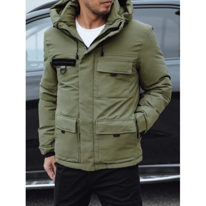 Pánská zimní bunda s kapucí zelená Zelená, S/48