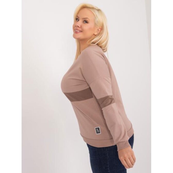 Dámská halenka plus size s výstřihem do V tmavě béžová Vícebarevný, Univerzální