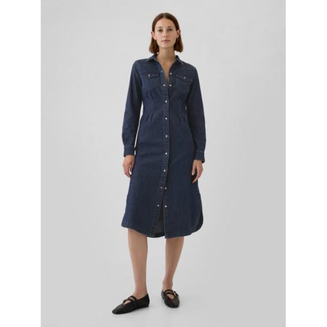 Džínové midi šaty Western Modrá, S
