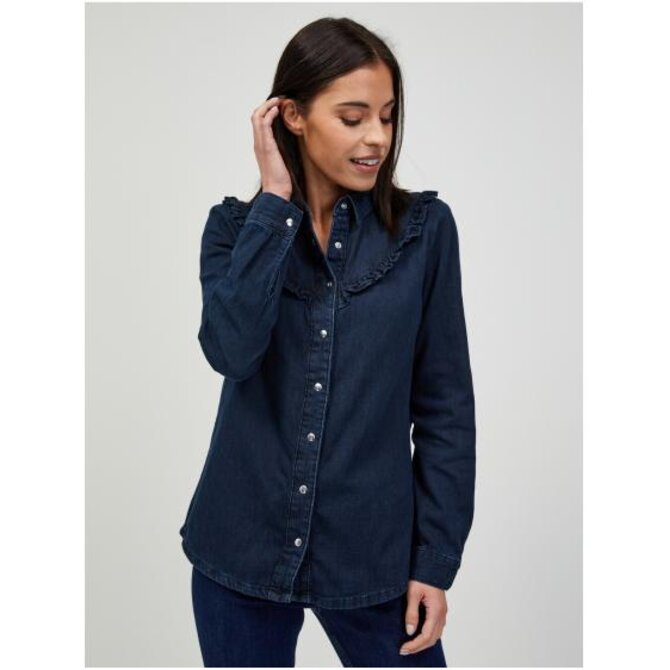 Tmavě modrá džínová košile Modrá, 36