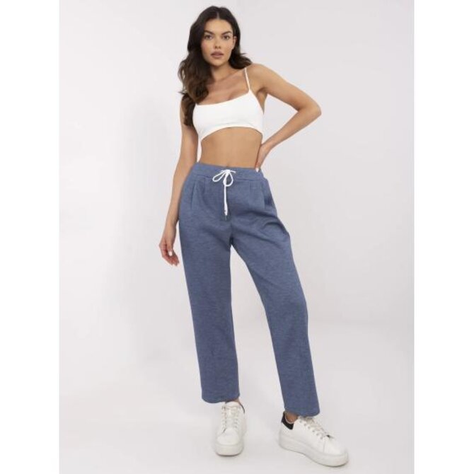 Tmavě modré melírované kalhoty se zavazováním Námořnická modrá, Univerzální