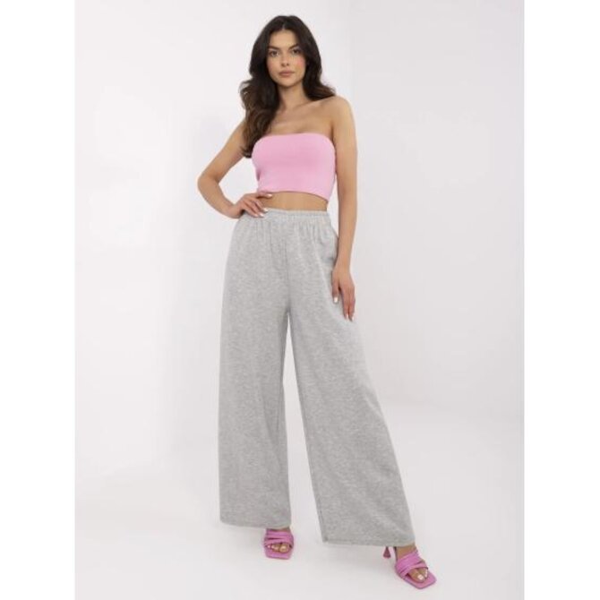Šedé melírované basic kalhoty bez kapes Šedá, Univerzální