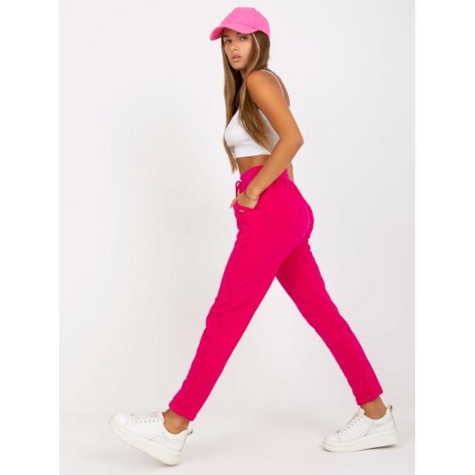 Fuchsiové teplákové kalhoty basic s kapsami Aprilia Růžová, S