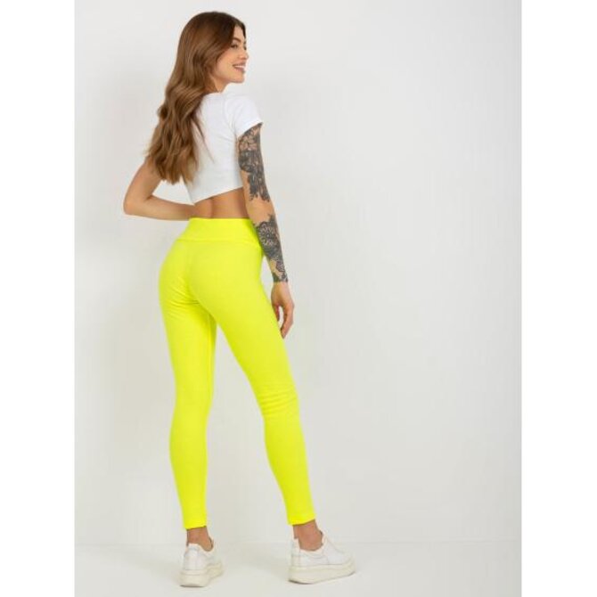 Fluo žluté bavlněné legíny basic s pruhy Žlutá, Univerzální