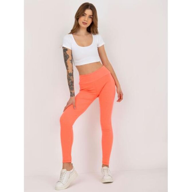 Fluo oranžové pruhované legíny basic high waist Oranžová, Univerzální