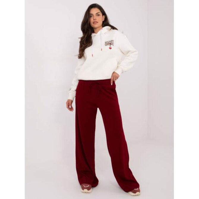 Bordové kalhoty basic se širokými nohavicemi Kaštanová, Univerzální