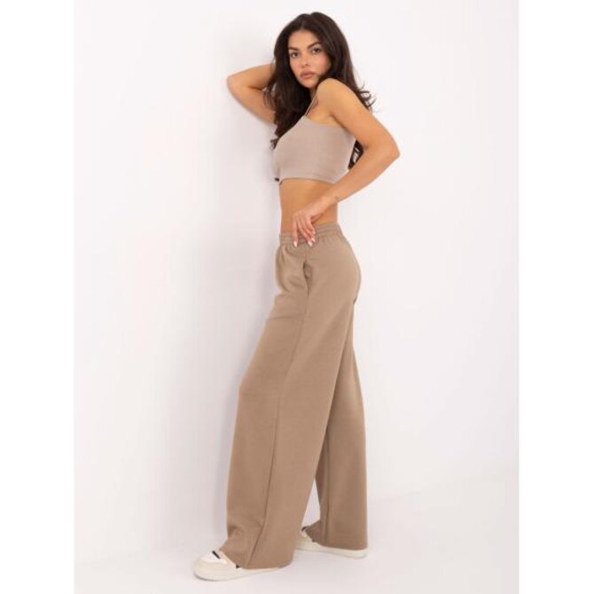 Tmavě béžové tepláky s širokými nohavicemi Vícebarevný, Univerzální