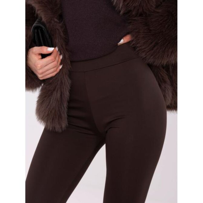 Čokoládové hladké legíny s poutkem na palec Hnědá, Univerzální