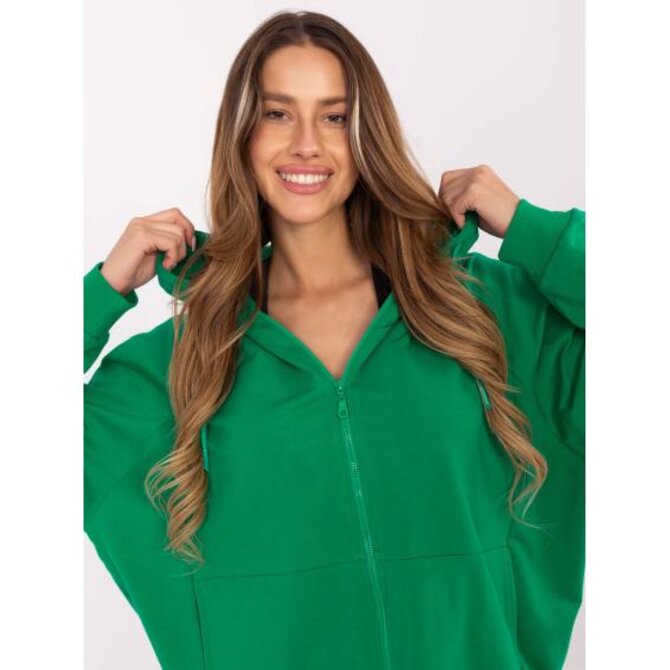 Zelená mikina oversize s kapucí Zelená, Univerzální
