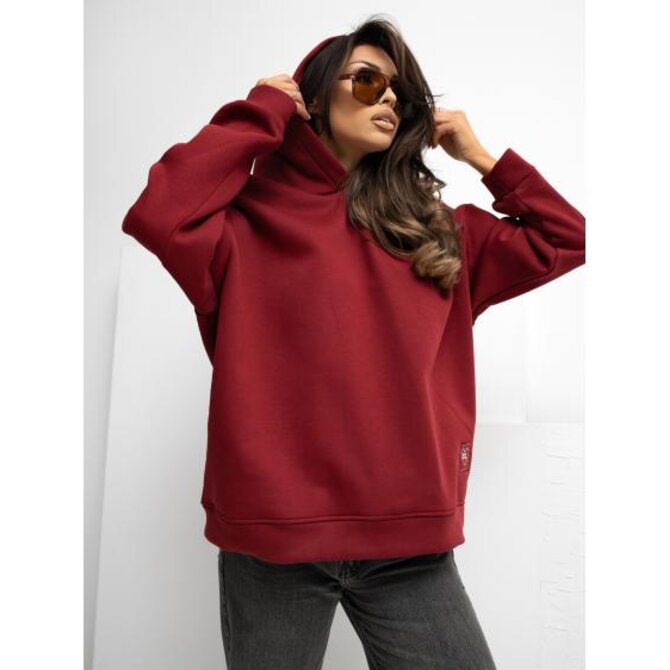 Bordová mikina basic s podšívkou RUE PARIS Kaštanová, Univerzální