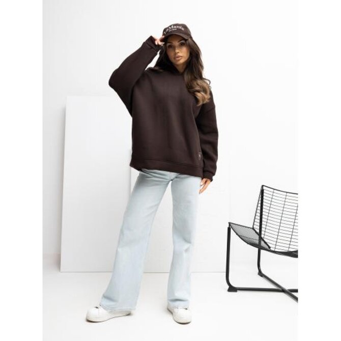 Čokoládová mikina basic s kapucí RUE PARIS Hnědá, Univerzální