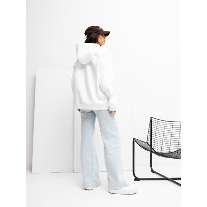 Ecru dámská mikina oversize s kapucí RUE PARIS Ecru, Univerzální