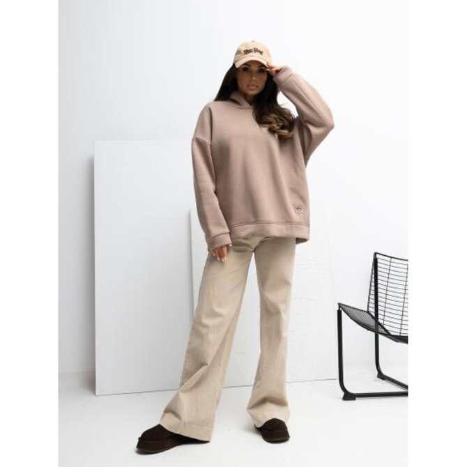 Tmavě béžová mikina basic s nášivkou RUE PARIS Vícebarevný, Univerzální