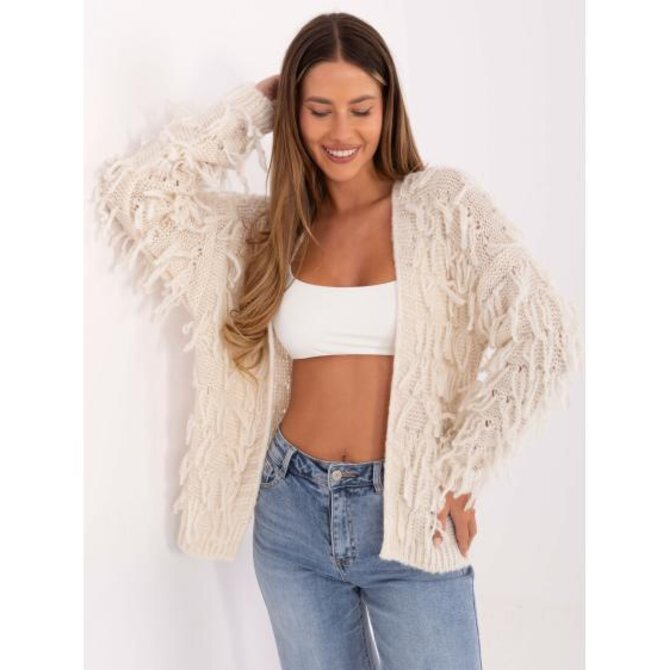 Ecru dámský kardigan bez zapínání RUE PARIS Ecru, Univerzální