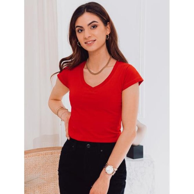 Dámské tričko hladké KATY červené Červená, XXL