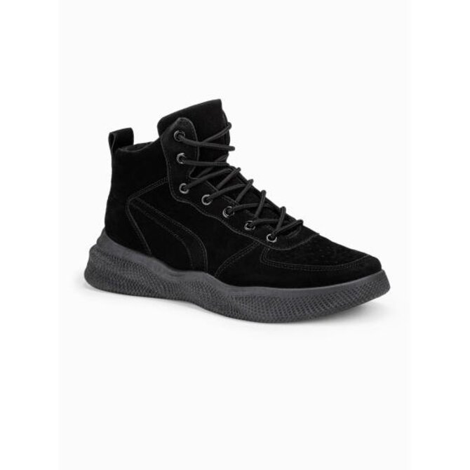 Pánské zimní boty trappers - černé T380 Černá, 40