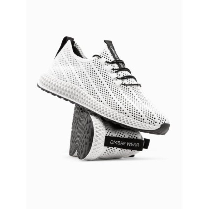 Pánské síťované slip-on tenisky – bílé V7 OM-FOKS-0117 Bílá, 42