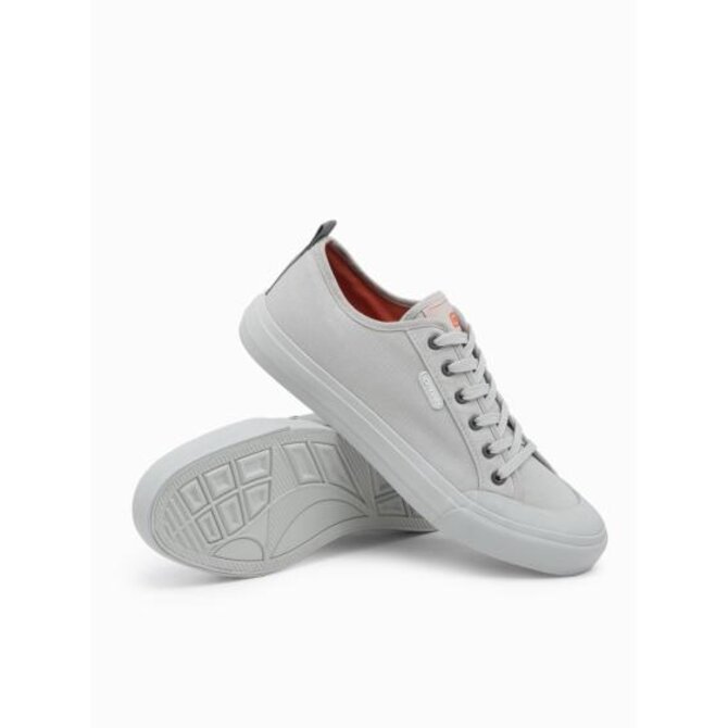 Pánské krátké tenisky jednobarevné - šedé V2 OM-FOSL-0116 Šedá, 40