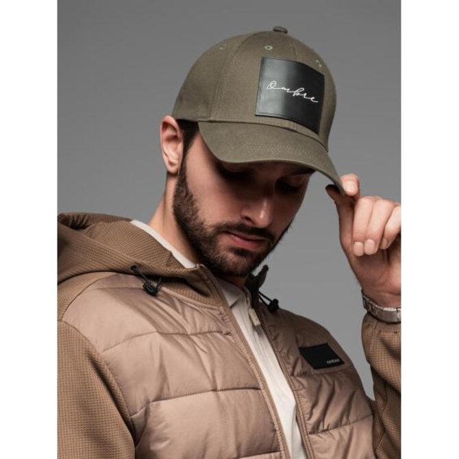 Pánská baseballová čepice s kšiltem a velkou nášivkou – khaki V2 OM-ACCS-0101 Černá, Univerzální