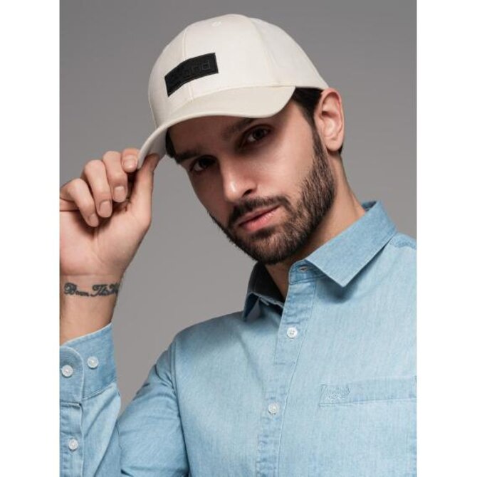 Pánská baseballová čepice s kšiltem a obdélníkovou nášivkou – krémová V2 OM-ACCS-0104 Krémová, Univerzální