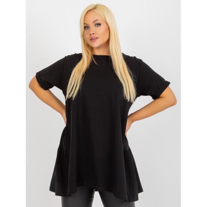 Dámská halenka s volánky dlouhá plus size GONA černá Černá, Univerzální