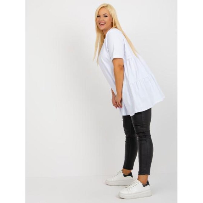 Dámská halenka s volánky dlouhá plus size GONA bílá Bílá, Univerzální