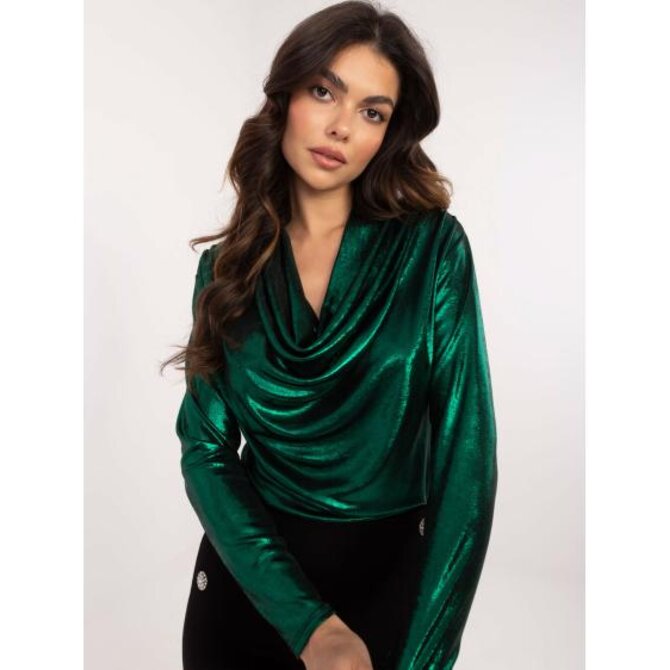 Tmavě zelená společenská halenka se splývavým výstřihem Tmavě zelená, Univerzální