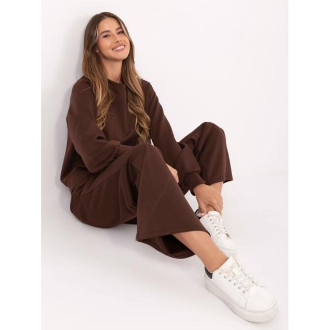 Hnědý dámský basic komplet s kalhotami Hnědá, Univerzální