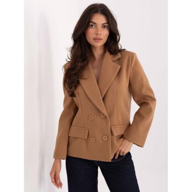 Krátký kabát v barvě camel s podšívkou RUE PARIS Karamelová, Univerzální