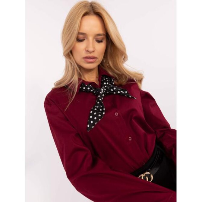 Bordó bavlněné tričko s límečkem Kaštanová, Univerzální