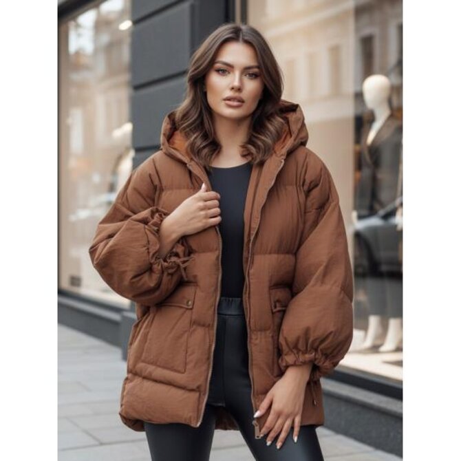 Dámská prošívaná bunda s kapucí PARIMA kamelová Karamelová, Univerzální
