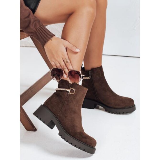 Dámské kotníkové boty ze semiše hnědé Hnědá, 40