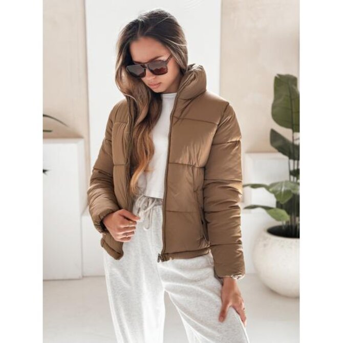 Dámská zimní bunda prošívaná LAROSE tmavě béžová Béžová, XL