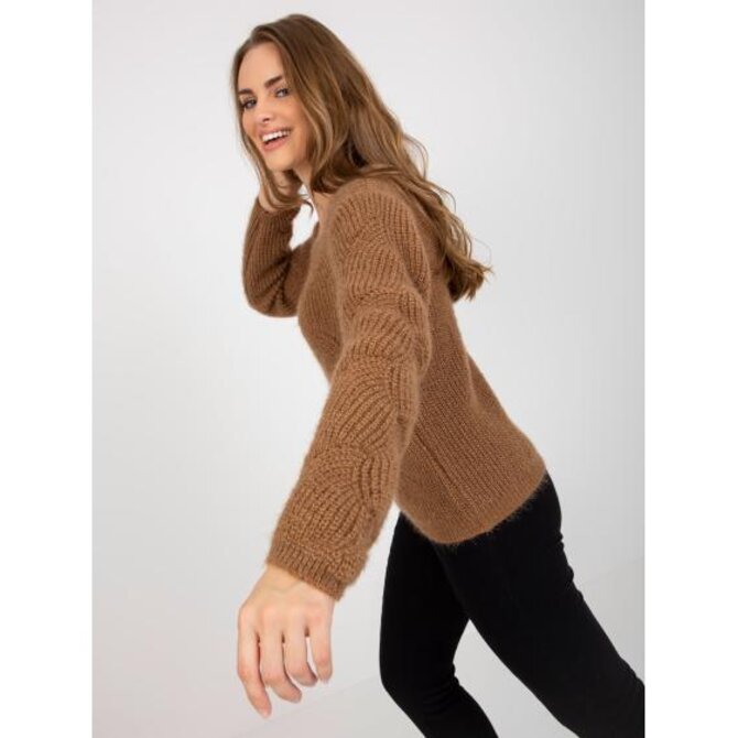 Dámský svetr OCH BELLA  hnědý Hnědá, Univerzální
