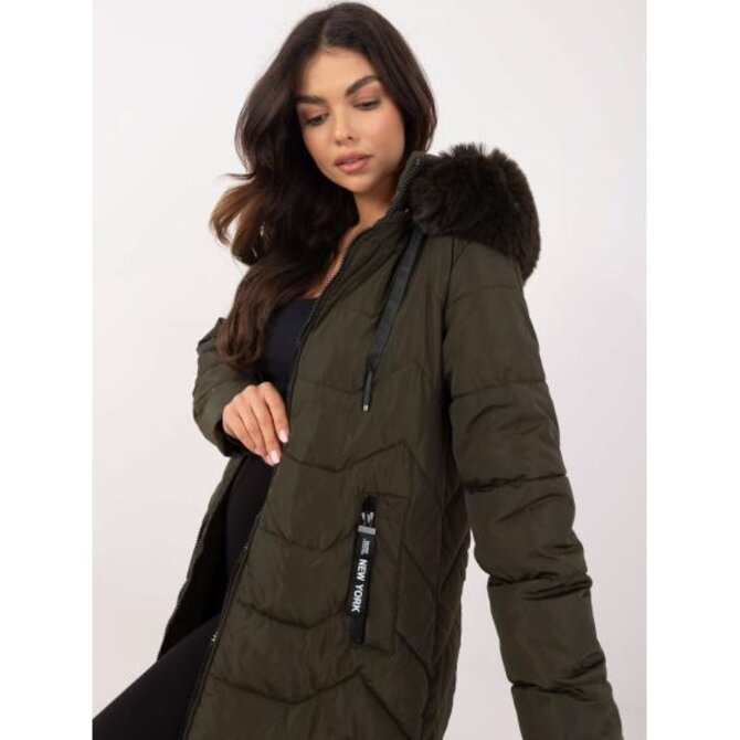Khaki prošívaná péřová zimní bunda Khaki, S