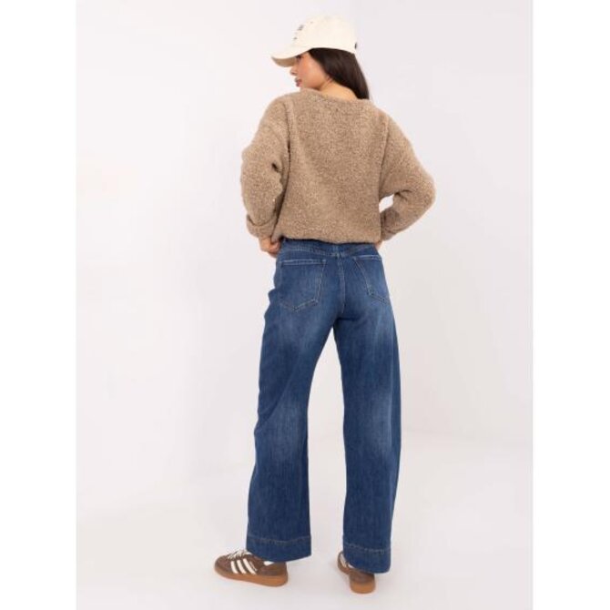 Bežový bouclé svetr s ohrnutými rukávy Béžová, Univerzální