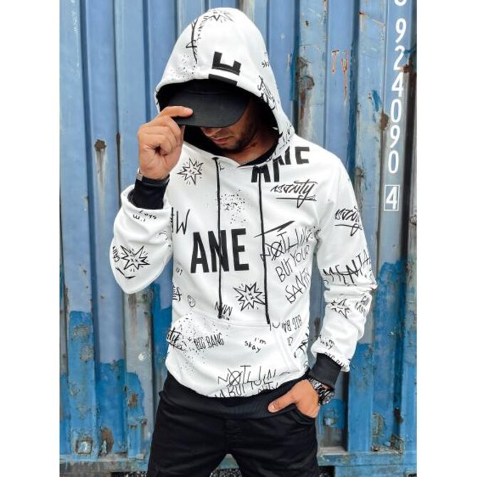 Pánská mikina s kapucí bílá Bílá, XXL