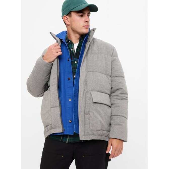 Prošívaná bunda na zip Šedá, S