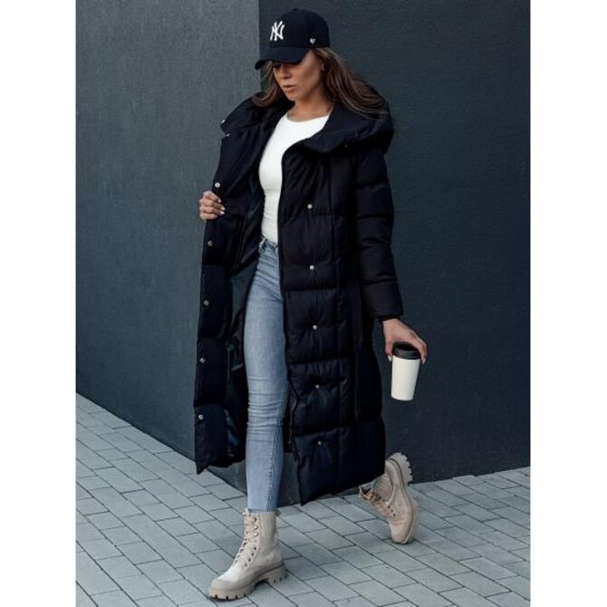 Dámský prošívaný kabát CLOUTIQUE černý Černá, XL