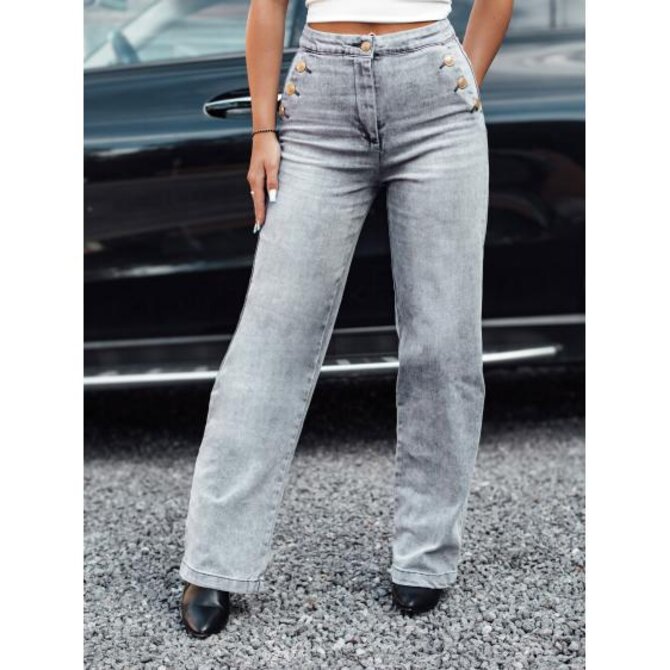 Dámské džíny s vysokým pasem ZIPELLA široké šedé Břidlicová, XS