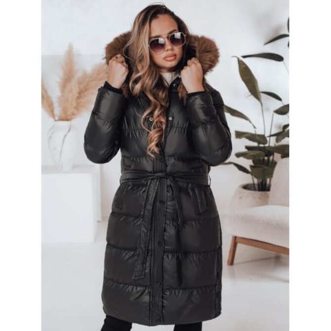 Dámská zimní bunda prošívaná s kožešinou STYLEBELLA černá Černá, S