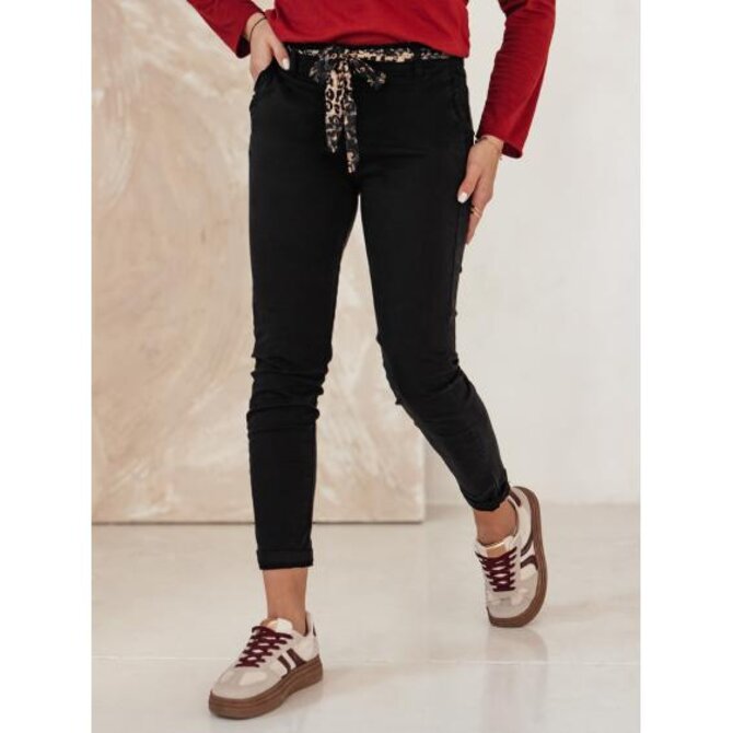 Dámské džínové kalhoty CHARMYOU s páskem černé Černá, S