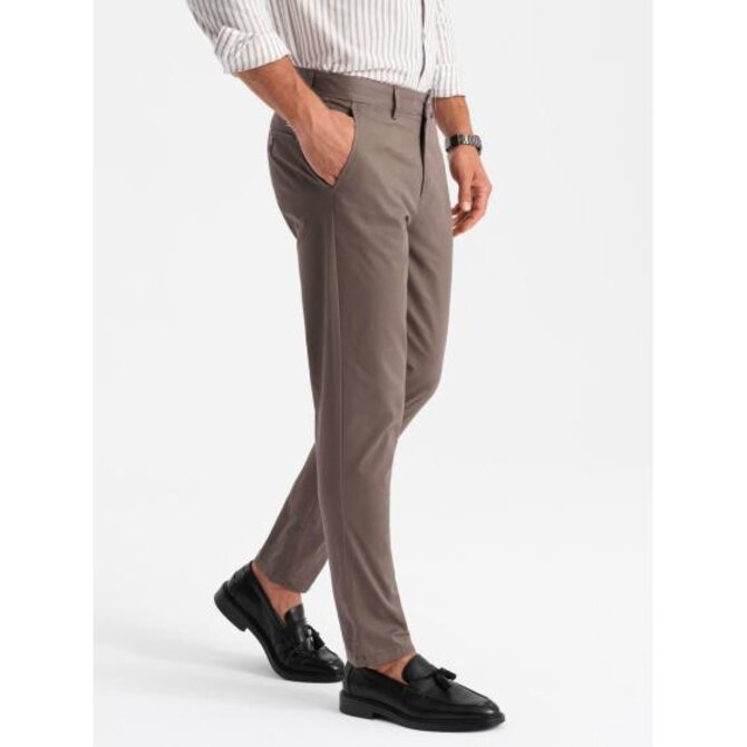 Pánské jednotné chino kalhoty REGULAR FIT - hnědé Hnědá, XXL