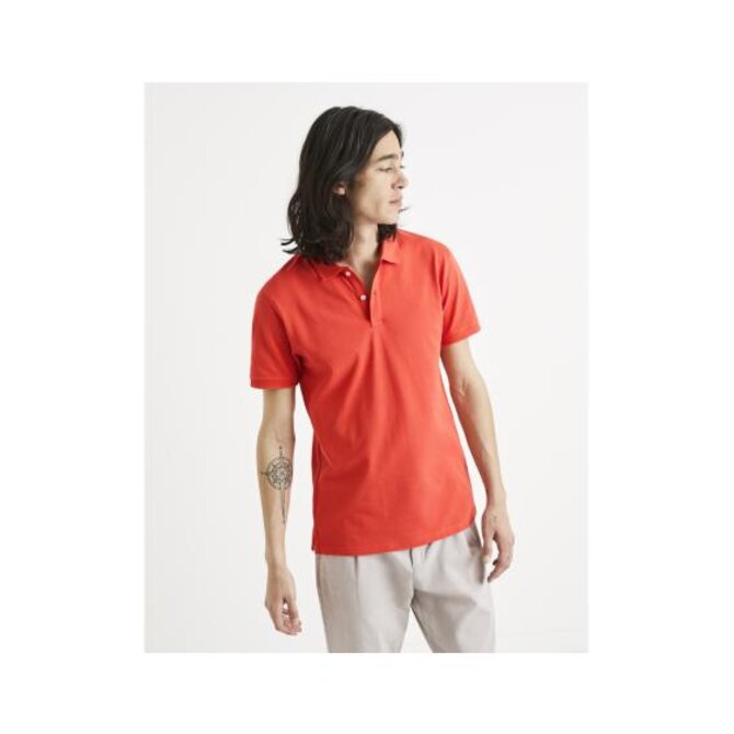 Bavlněné piké polo tričko Teone Oranžová, S