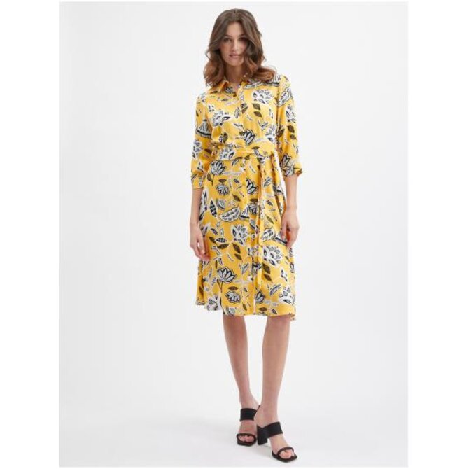 Žluté dámské květované šaty Žlutá, 38
