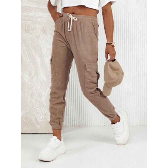 Dámské pruhované kalhoty CHICCORD camel UY2175 Karamelová, XL/XXL