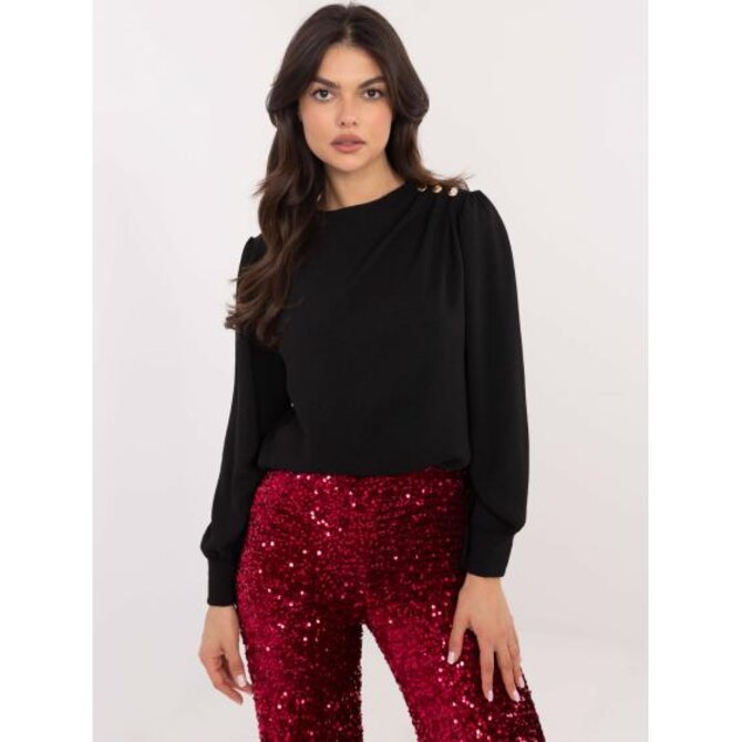 Černá společenská halenka s drapérií Černá, Univerzální