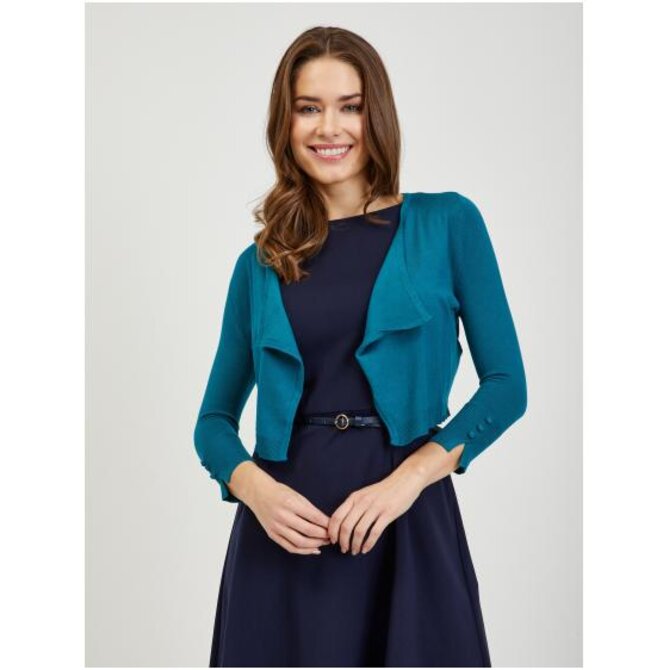 Petrolejový dámský krátký kardigan Petrolejová, M